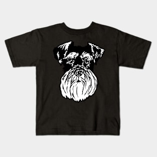 Miniature Schnauzer Dog Linoprint Kids T-Shirt